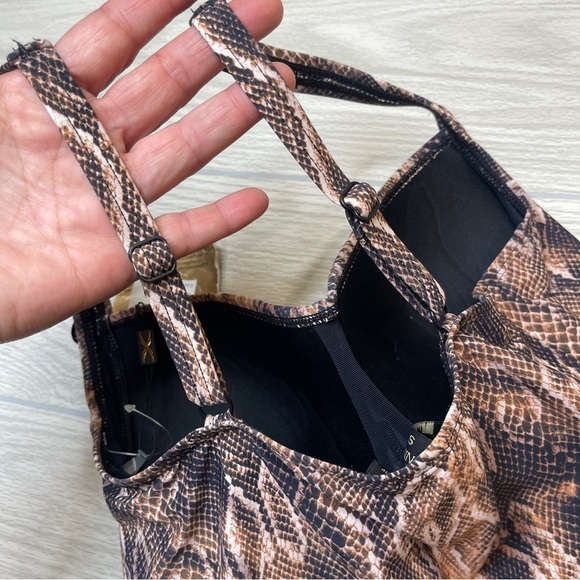 Nip Tuck Swim Joanne Rattle Me Twist Front One Piece Brown Swimsuit Size US 10 - Picture 6 of 16